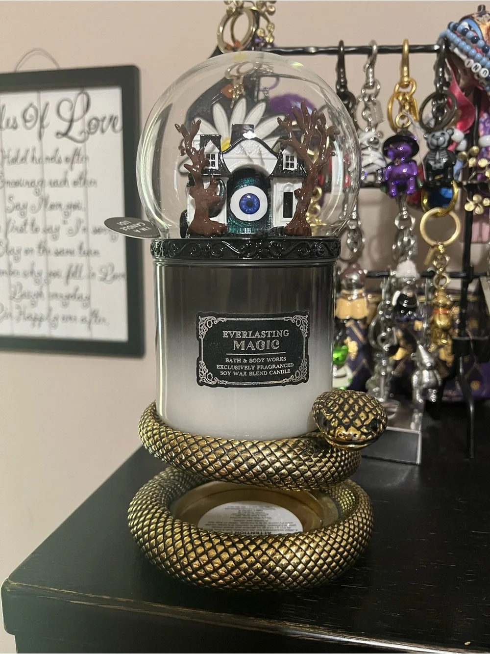 Bath & Body Works Gold Snake Tray and Three wick Holder